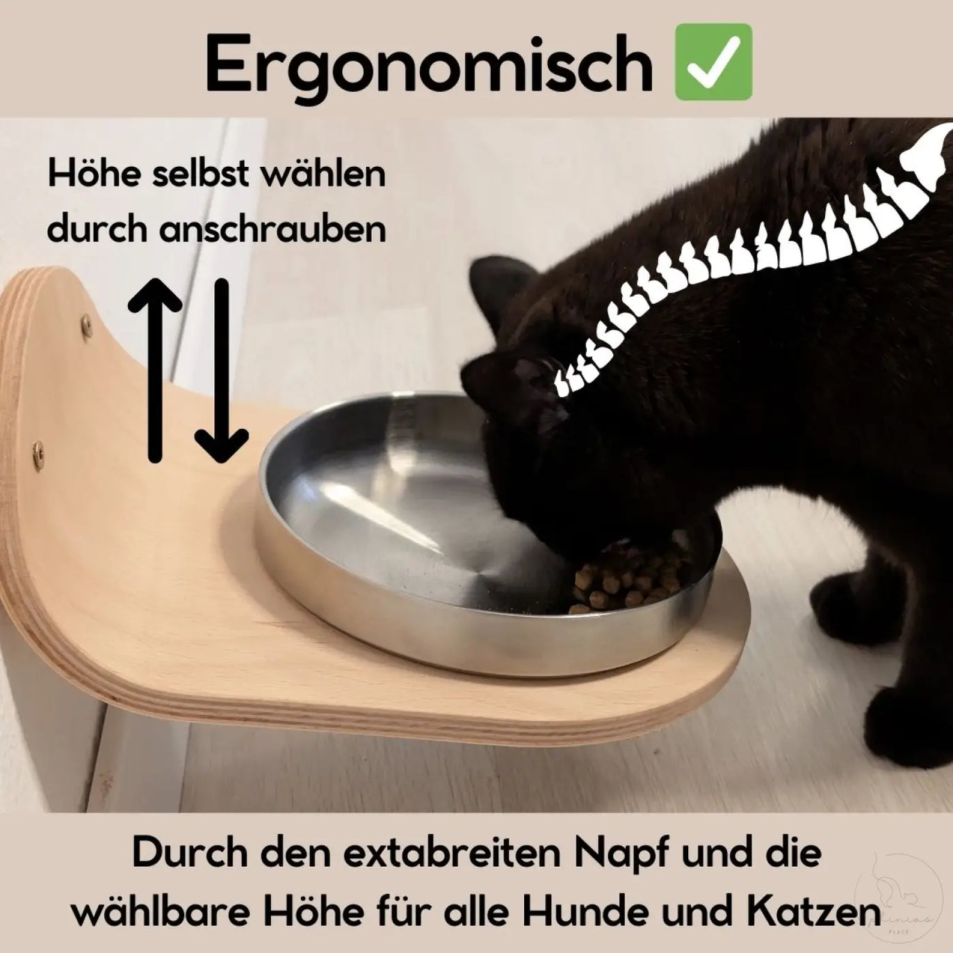Verstellbare, erhöhte Futterstation für Haustiere.