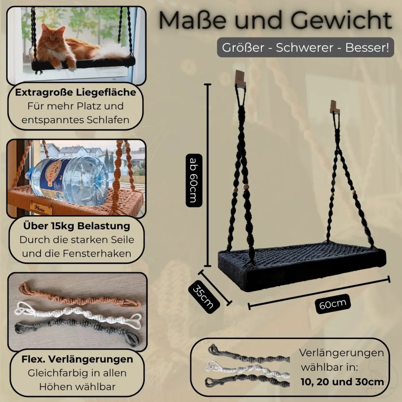 Hängende katzenliege mit seil suspension für Maine Coon und Norwegische Waldkatze