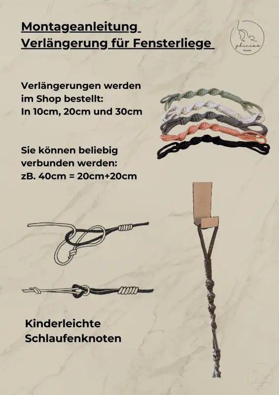 Phinias XXL Fensterliege Zubehör: Makrame Geflechtseile für Maine Coon