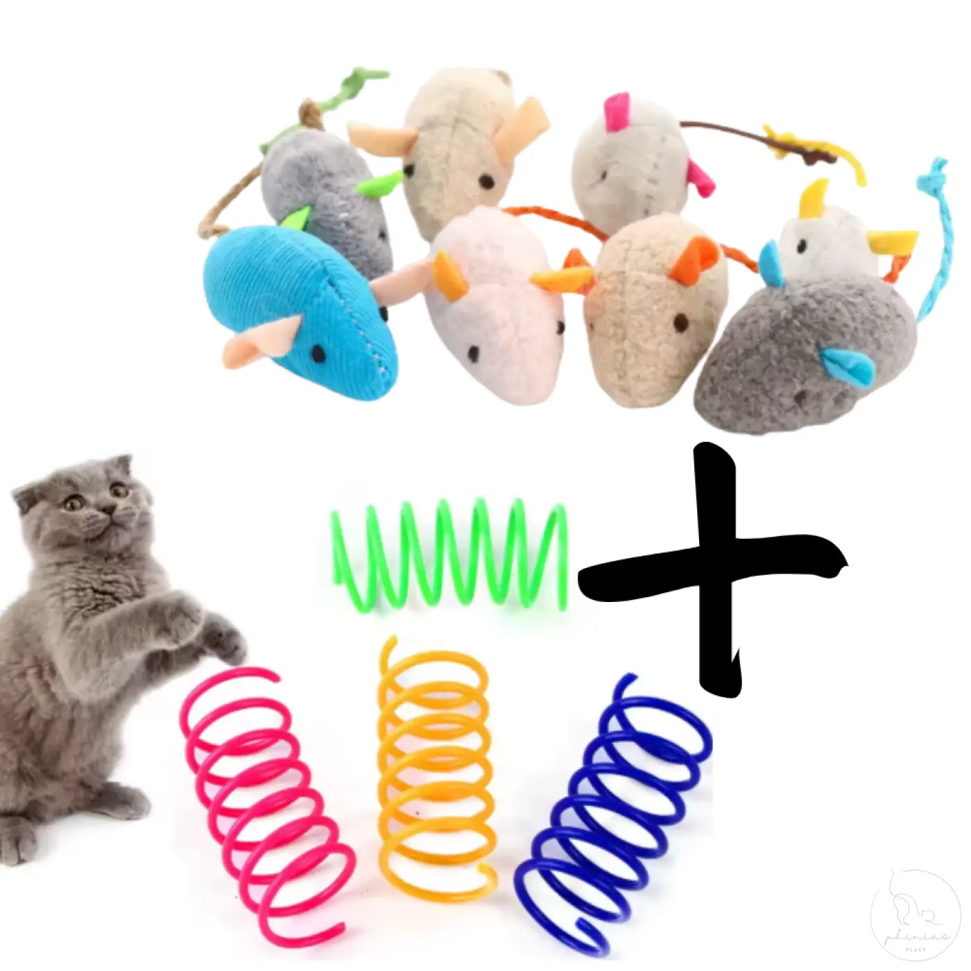 Phinias Katzenspielzeug Katzenmaus mit bunter Spirale für Katzenliebhaber