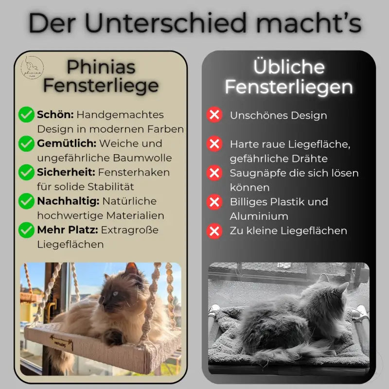 Vergleich der Phinias Fensterliege für Katzenfenster, idealer fensterplatz katze
