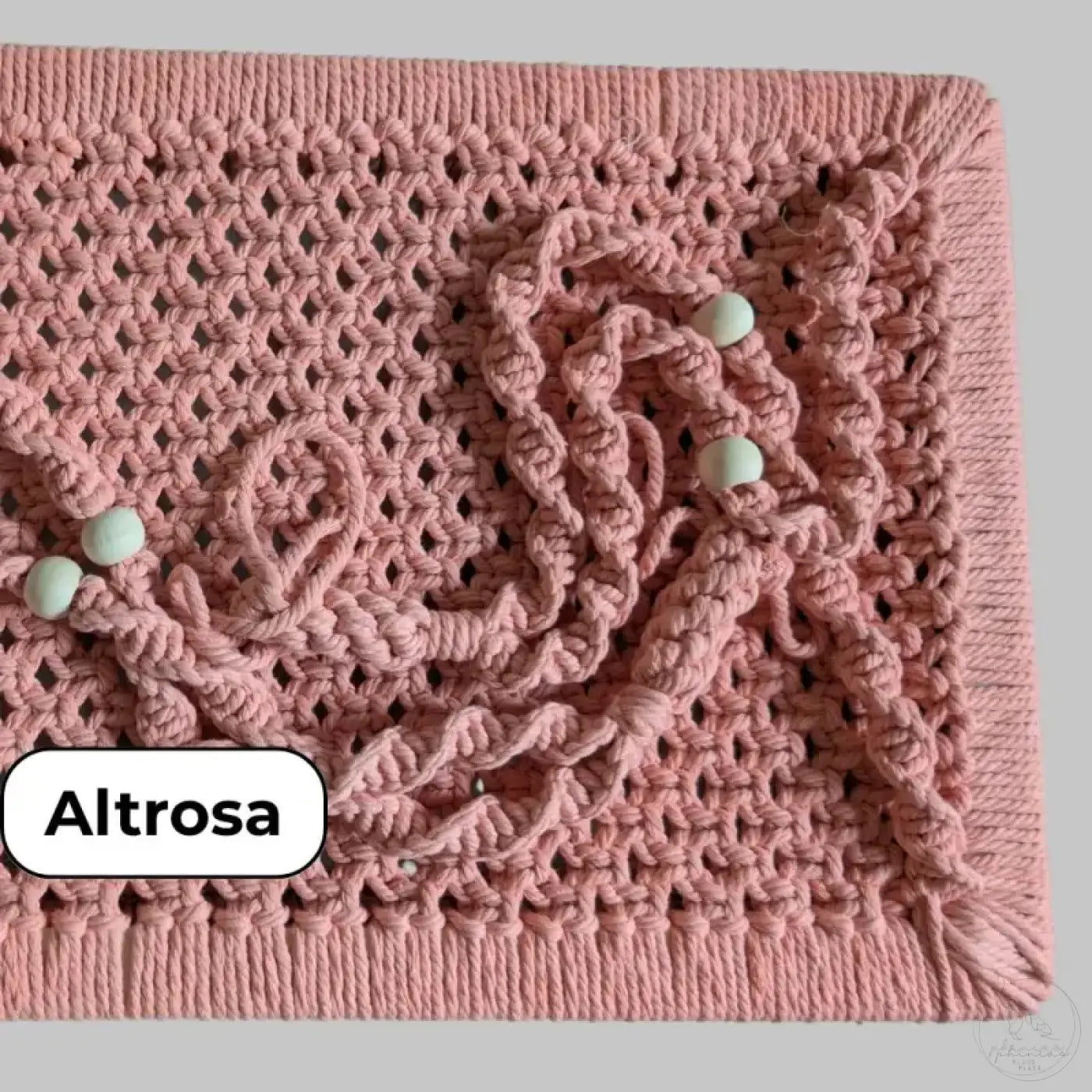 Pinkes Makramee Wanddeko mit Perlen für fensterliege katze Fensterplatz Katzenliege