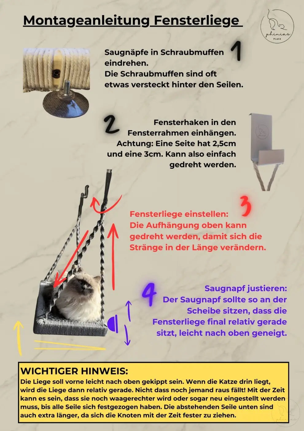Graue Phinias Fensterliege Katze mit Saugnapfhalterung für Fensterplatz