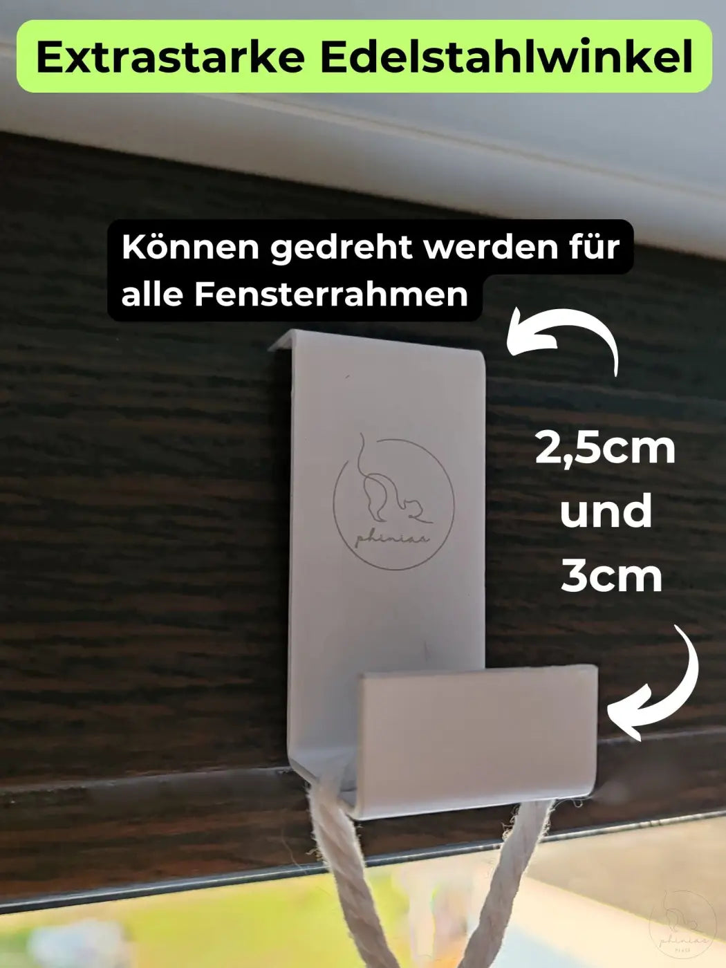 Jalousiehalterung aus weißem Metall.