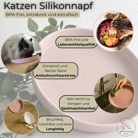 Pinkes Silikonschüssel für Katzen im Phinias Place aus BPA-freiem Silikon