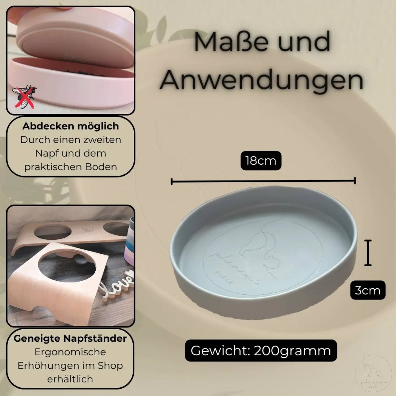 Phinias katzennapf aus hellblauem bpa-freiem silikon mit abgerundetem rand und dezentem präge fürs katzenliege fensterplatz