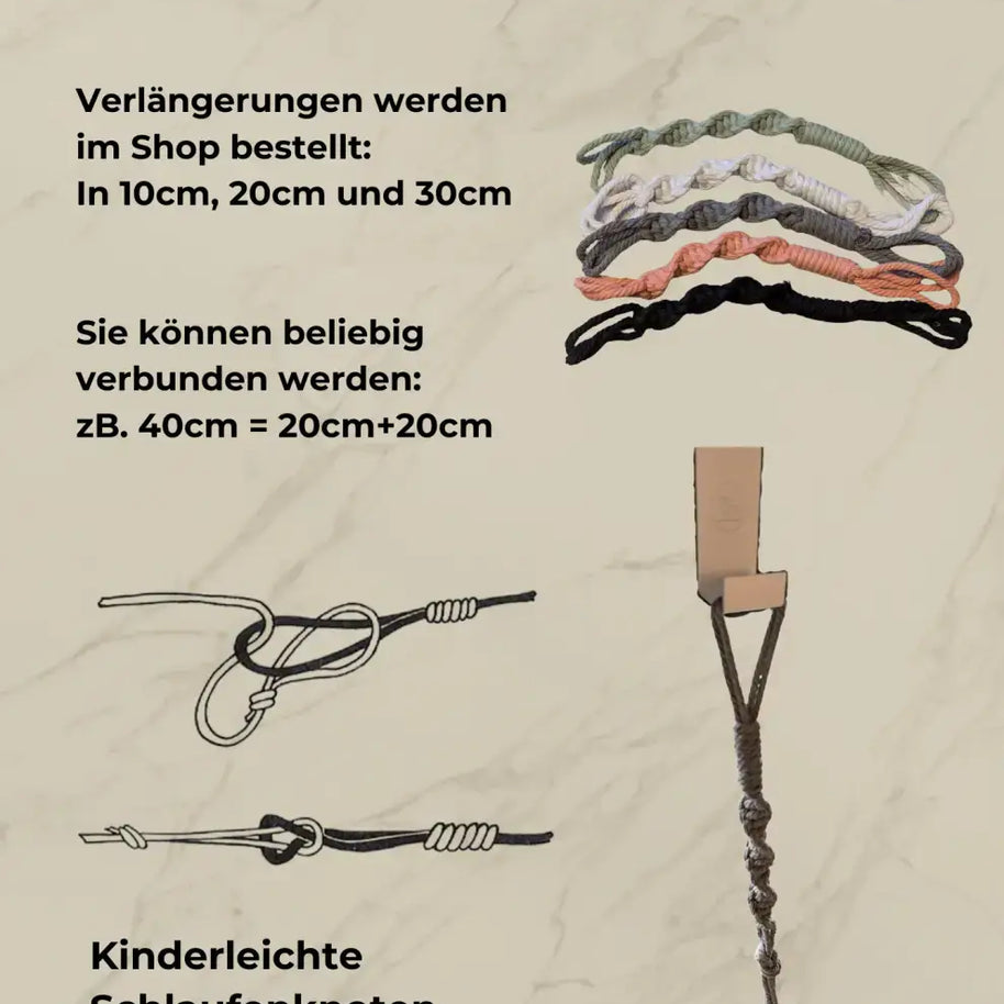 Ein stack bunter geflochtener macrame kordeln in weiß grau koralle und schwarz für phinias katzenliege fensterplatz